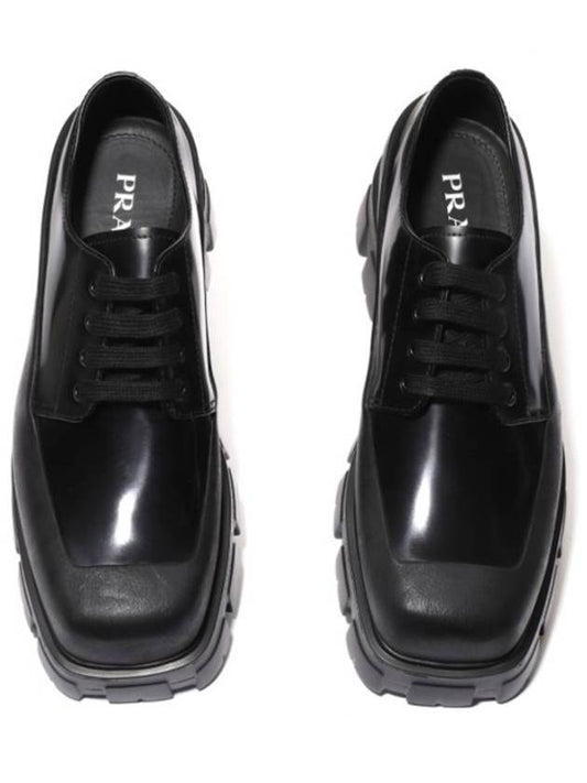 Chunky Brushed Lace-Up Leather Derby Black - PRADA - BALAAN 2