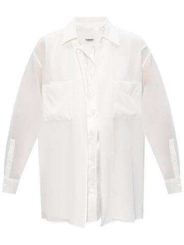 Women's Logo Applique Overfit Shirt White - BURBERRY - BALAAN 1