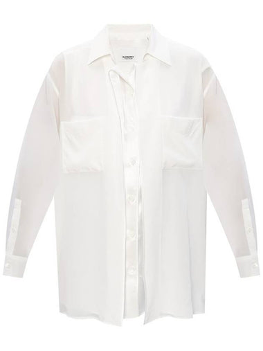 Women's Logo Applique Overfit Shirt White - BURBERRY - BALAAN 1