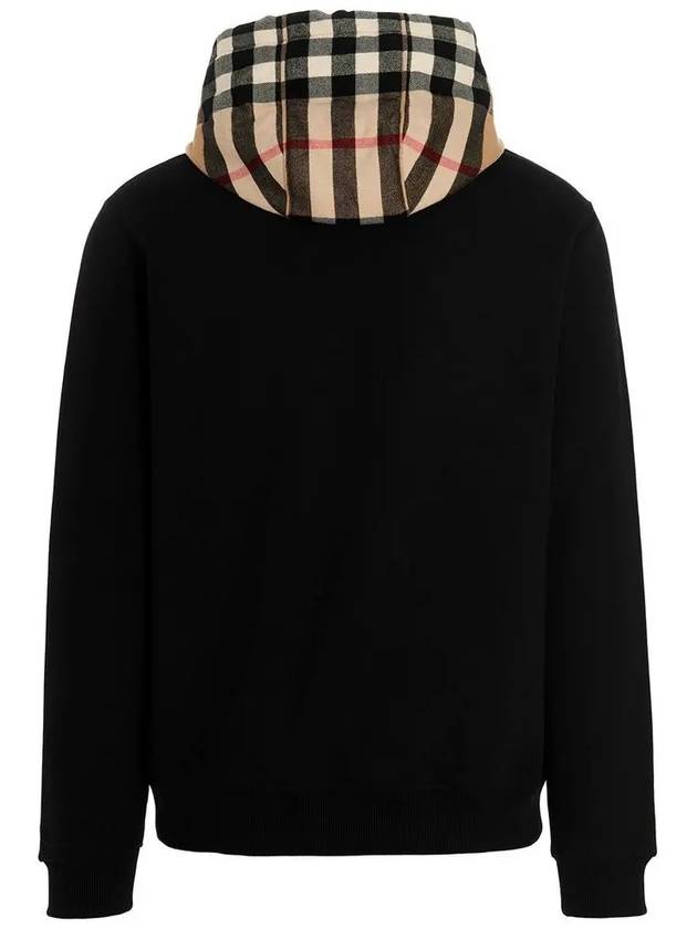 Check Hood Cotton Hoodie Black - BURBERRY - BALAAN 4