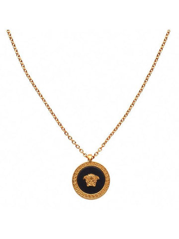 Enamel Medusa Necklace Black Gold - VERSACE - BALAAN 1