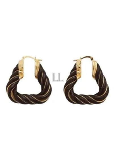 Twisted Triangle Hoop Earrings Brown - BOTTEGA VENETA - BALAAN 2