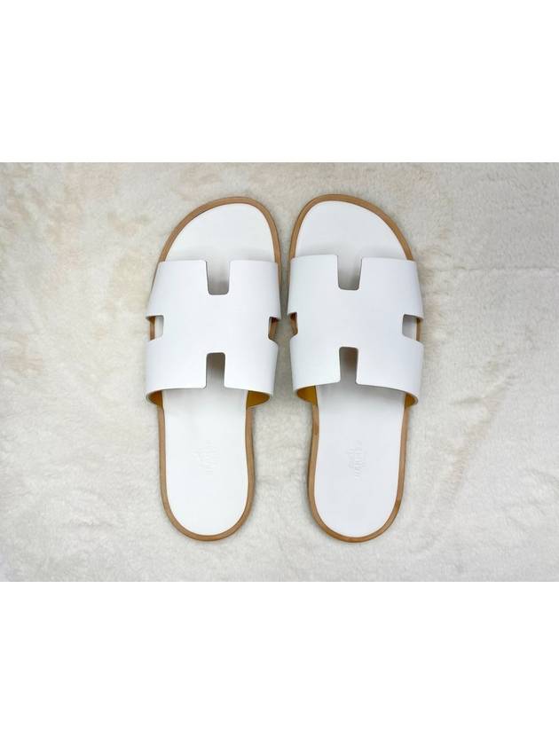 Izmir Leather Slippers Blanc - HERMES - BALAAN.