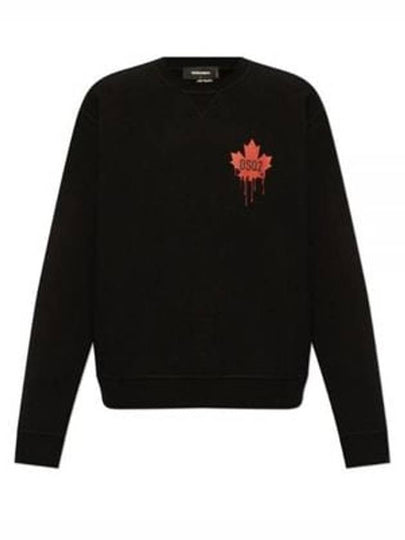 Red Maple Leaf Cool Fit Sweatshirt Black - DSQUARED2 - BALAAN 2