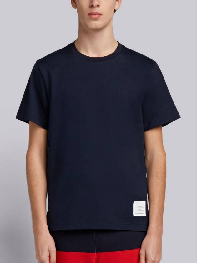 Men's Side Slit Relaxed Short Sleeve T-Shirt Navy - THOM BROWNE - BALAAN 2