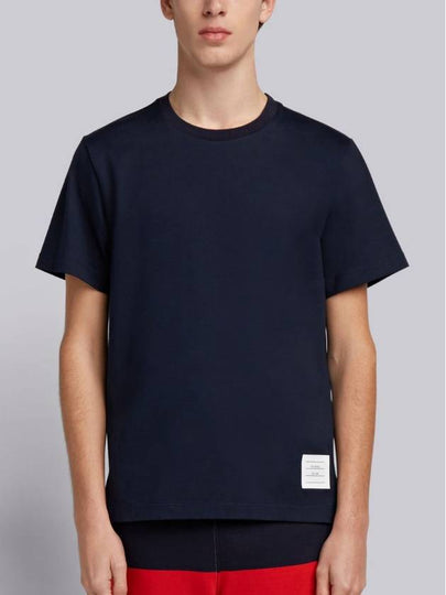 Men's Side Slit Relaxed Short Sleeve T-Shirt Navy - THOM BROWNE - BALAAN 2