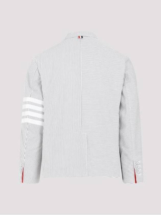 Striped Single Breasted Blazer Jacket Grey - THOM BROWNE - BALAAN 3