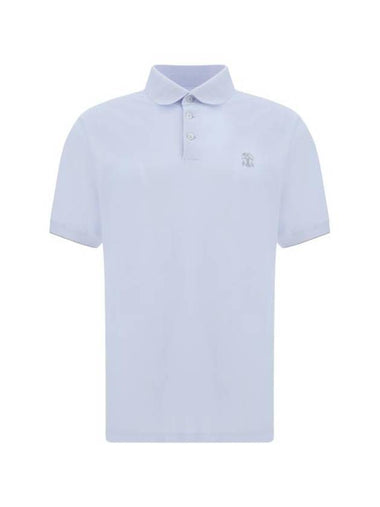 Logo short sleeve t shirt light blue - BRUNELLO CUCINELLI - BALAAN 1