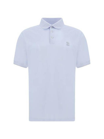 Logo short sleeve t shirt light blue - BRUNELLO CUCINELLI - BALAAN 1