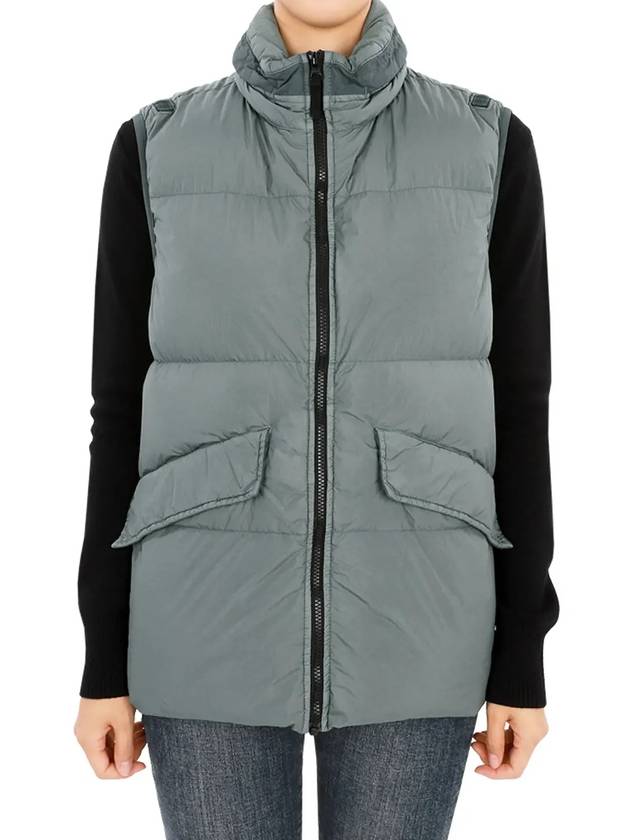 Kids Crinkle Reps Recycled Nylon Down Vest Pewter Grey - STONE ISLAND - BALAAN 4