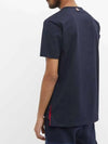 Men's Medium Weight Jersey Tipped Pocket Crewneck Short Short Sleeve T-Shirt Navy - THOM BROWNE - BALAAN 5