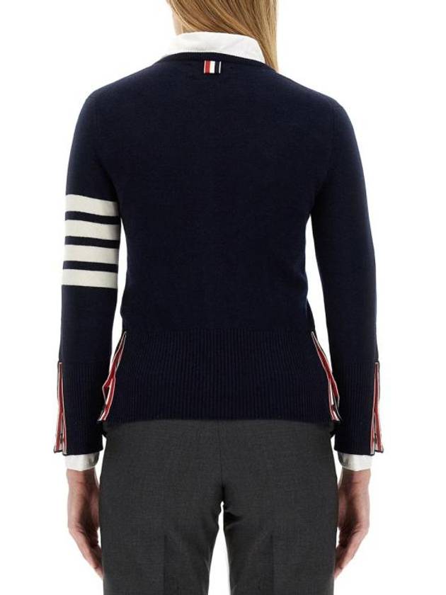 Cashmere Crew Neck Cardigan Navy - THOM BROWNE - BALAAN 4