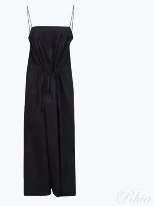 Strap Cotton Poplin Long Dress Black - GANNI - BALAAN 2