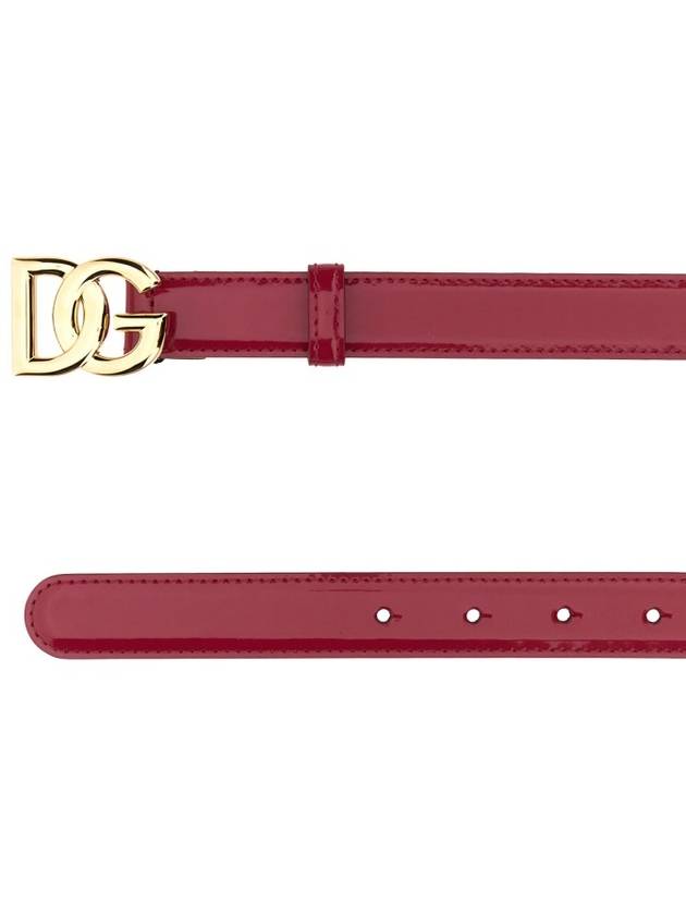 DG Logo Polished Leather Belt Fuchsia - DOLCE&GABBANA - BALAAN 3