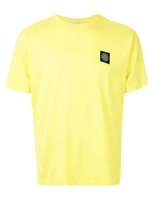 Logo Patch Short Sleeve T-Shirt Yellow - STONE ISLAND - BALAAN 2