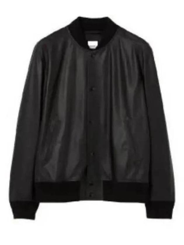 Embossed Logo Leather Bomber Jacket Black - BURBERRY - BALAAN 2