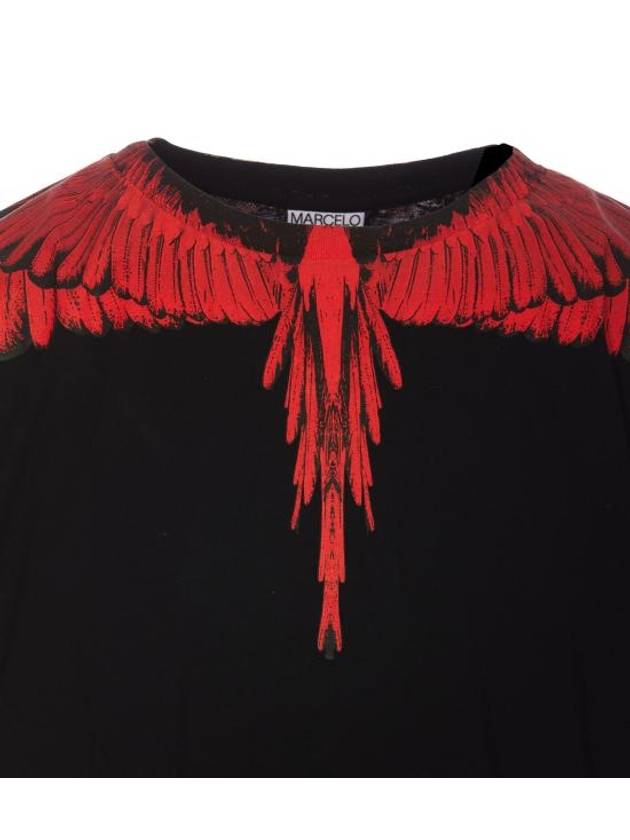 Icon Wings Regular Cotton Short Sleeve T-Shirt Black - MARCELO BURLON - BALAAN 5