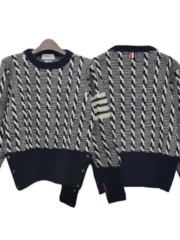 Diagonal Donegal bicolor cable knit 35124372 271256 1095320 - THOM BROWNE - BALAAN 1