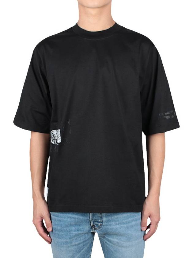 Graphic Print Short Sleeve T-shirt Black - STONE ISLAND - BALAAN 3