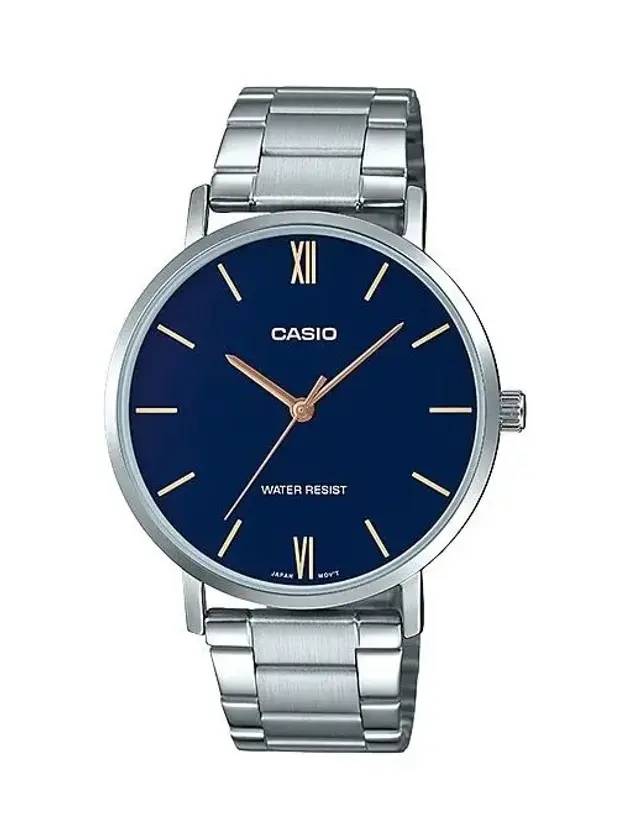 Stainless Steel Band Analog Watch Blue Silver - CASIO - BALAAN 1