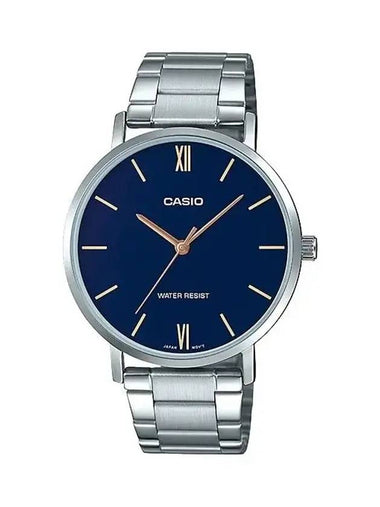 Stainless Steel Band Analog Watch Blue Silver - CASIO - BALAAN 1