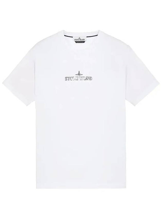 Logo Print Short Sleeve T-Shirt  White - STONE ISLAND - BALAAN 2