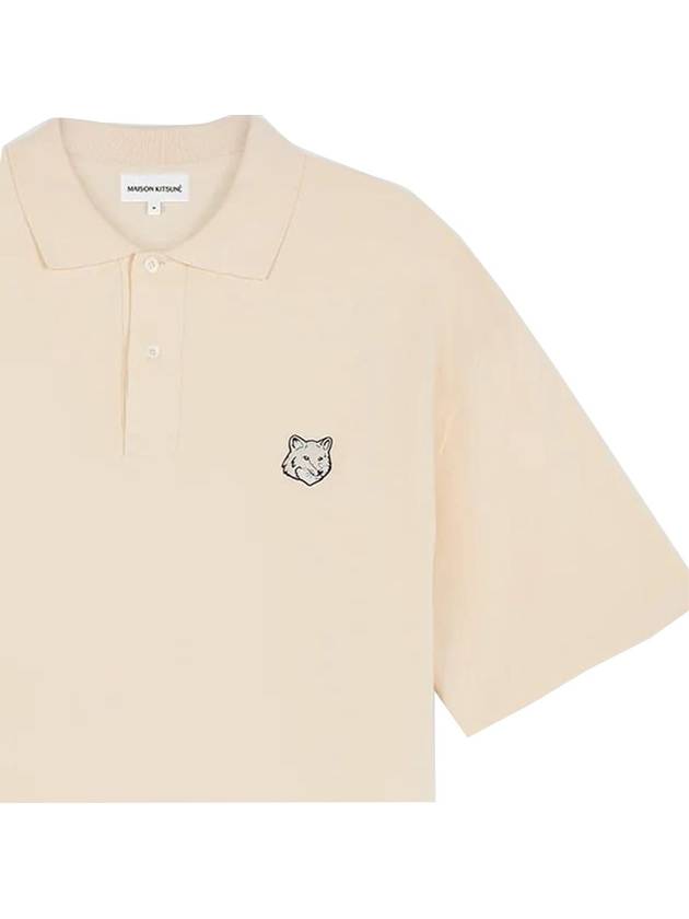 Bold Fox Head Patch Oversized Polo Shirt Beige - MAISON KITSUNE - BALAAN 4