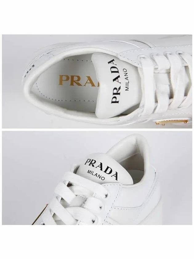 Downtown Bold Leather Low Top Sneakers White - PRADA - BALAAN 5