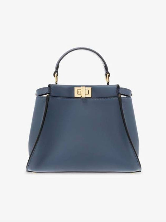 Peekaboo Small Leather Tote Bag Blue - FENDI - BALAAN 2