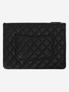 Medium Classic Clutch Bag Caviar Leather & Silver Black - CHANEL - BALAAN 3