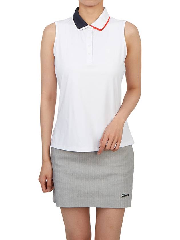 Women's Contrast Collar Silky Tech Nylon Sleeveless Polo Snow - G/FORE - BALAAN 6