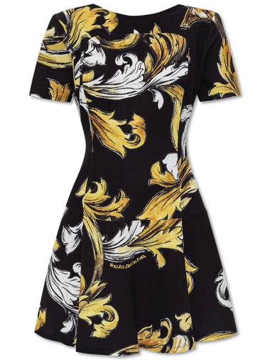 Versace Jeans Couture Dress With Outline Barocco Print, Women's, Black - VERSACE - BALAAN 1