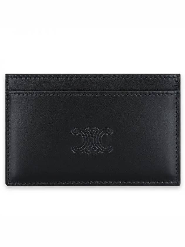 Satinated Triomphe Embossed Calfskin Card Wallet Black - CELINE - BALAAN 2