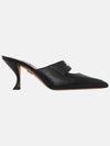 Pebble Grain Cutout Penny Heels Mule Black - THOM BROWNE - BALAAN.