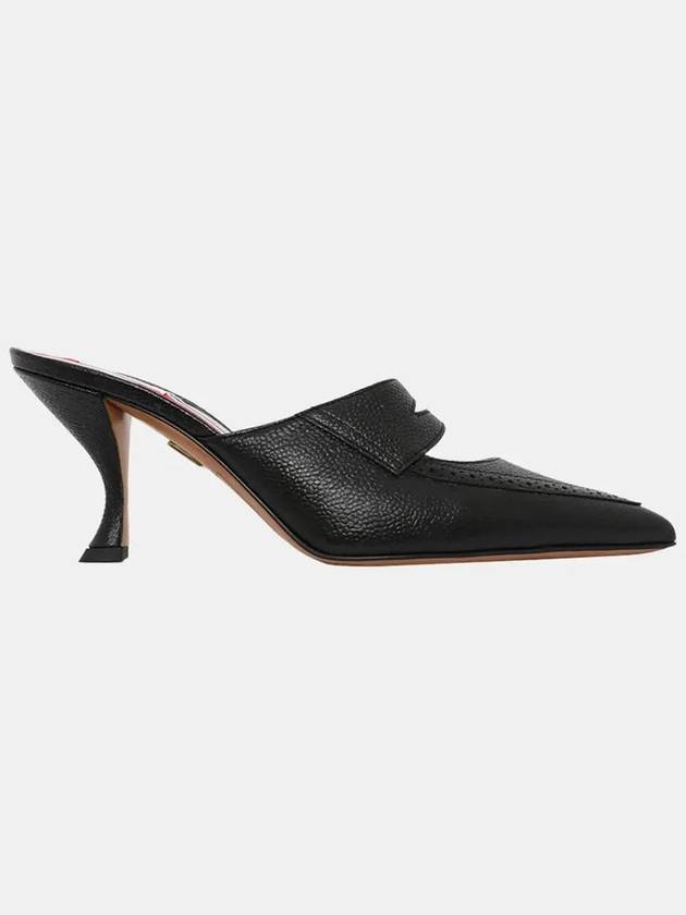 Pebble Grain Cutout Penny Heels Mule Black - THOM BROWNE - BALAAN 3