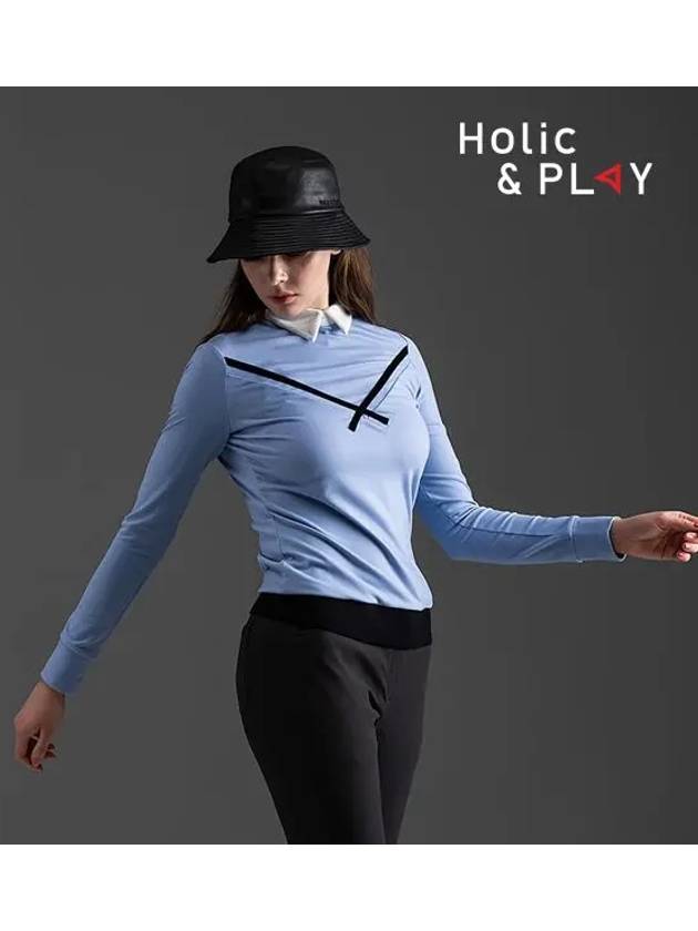 Span Collar Long Sleeve T-Shirt-HB3WTS001LB - HOLIC&PLAY - BALAAN 5