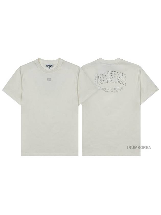 Logo Cotton Short Sleeve T-Shirt White - GANNI - BALAAN 11