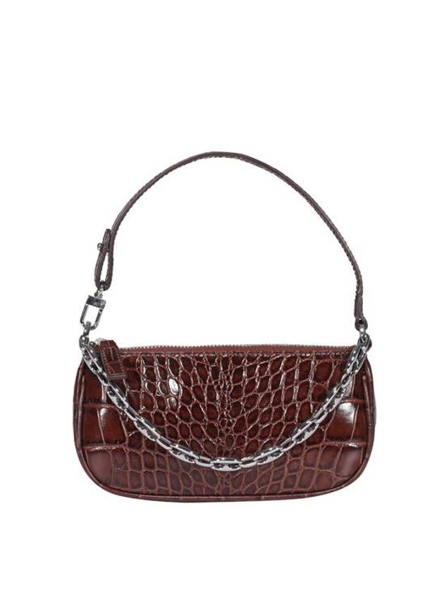 Rachel Crocodile Embossed Shoulder Bag Chocolate - BY FAR - BALAAN 1