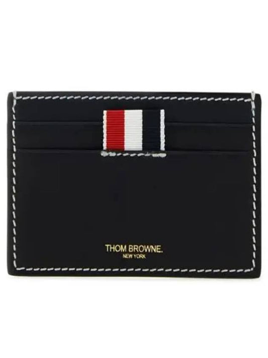 Stitched Vacchetta Card Wallet Navy - THOM BROWNE - BALAAN 2