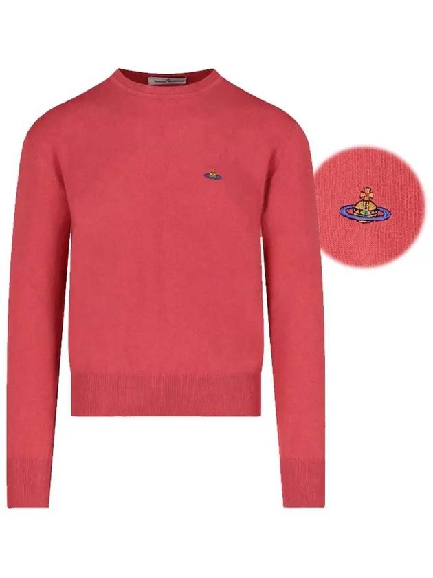 ORB Logo Cashmere Cotton Knit Top Coral Red - VIVIENNE WESTWOOD - BALAAN 3