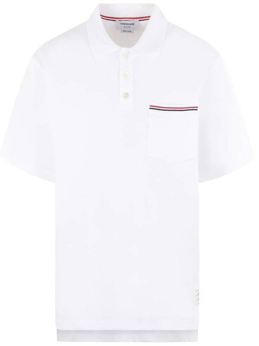 RWB Pocket Interlock Cotton Short Sleeve Polo Shirt White - THOM BROWNE - BALAAN 2