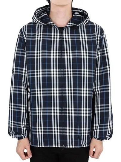 Check Polyamide Hooded Jacket Navy - BURBERRY - BALAAN 2