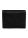 Pebble Grained Leather Double Card Wallet Black - THOM BROWNE - BALAAN 2