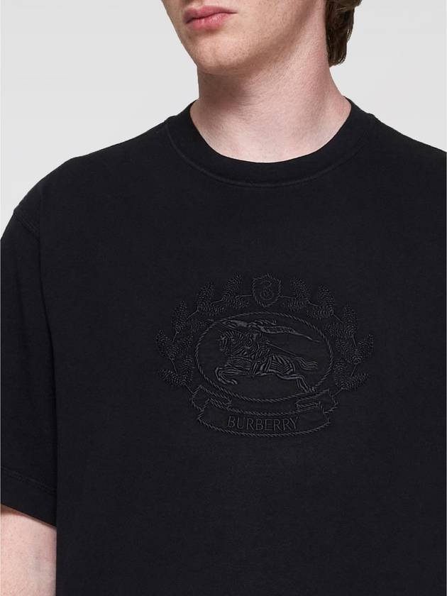 Embroidered Logo Cotton Short Sleeve T-Shirt Black - BURBERRY - BALAAN 4