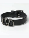 V Logo Leather Bracelet Black - VALENTINO - BALAAN 3