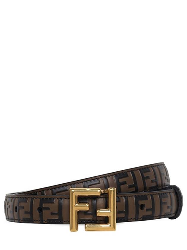 FF Square Stud Buckle Leather Belt Brown - FENDI - BALAAN 2