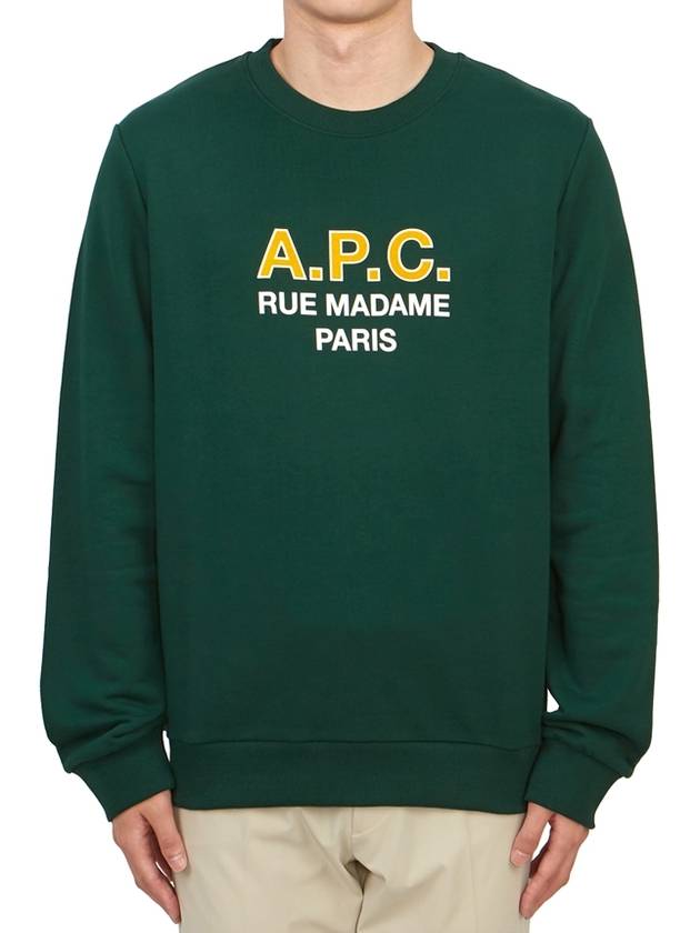 Logo Print Cotton Sweatshirt Green - A.P.C. - BALAAN 2