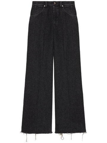 Vintage Effect Organic Cotton Denim Jeans Black - GUCCI - BALAAN 1