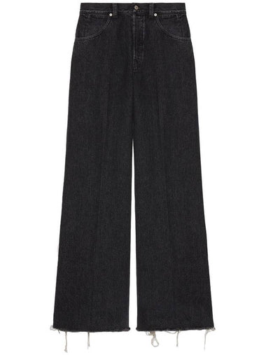 Vintage Effect Organic Cotton Denim Jeans Black - GUCCI - BALAAN 1