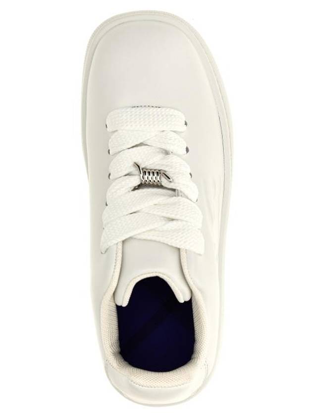 Debossed Logo Leather Low Top Sneakers White - BURBERRY - BALAAN 5